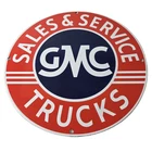 Vintage General Motors Sign - GMC Automobiles Trucks Sales Servic Porcelain Sign