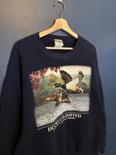 Vintage 90’s Ducks Unlimited Blue Graphic Sweatshirt Size Large 
