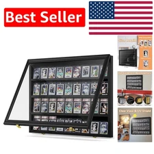 Sturdy Wooden Trading Card Display Case for 36 Graded Cards with Velvet Backing