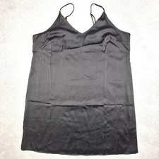 Stars Above Slip Dress Womens XL Black Satin Spaghetti Strap Nightgown Lingerie