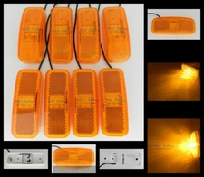 (8) 4" Amber Rectangle Surface Mount LED Clearance Marker Light 2 Diode MCL40AB1