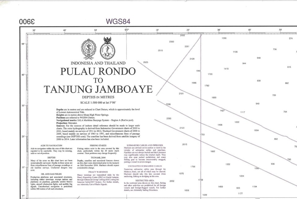 3900 Indonesia E Thailandia Pulau Rondo A Tanjung Jamboaye Carta Mappa ...