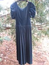 Laura Ashley Sapphire Tea Gown Fluted Sleeves Bow Back  Lined Size 6  Free  S/H