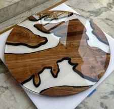 Luxus Klar Epoxid Harz Kaffee Table Top Leben Rand Holz Sofa Mittelstück Tisch