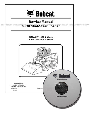 Bobcat S630 Skid Steer Workshop Repair Service Manual CD + Download