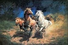 Large oil painting Running Steed hand painted on canvas Home wall Decor Art 36"