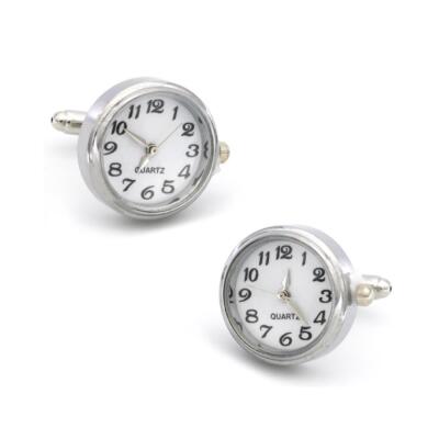 Silver Watch Cufflinks with Working Battery from Charles William London