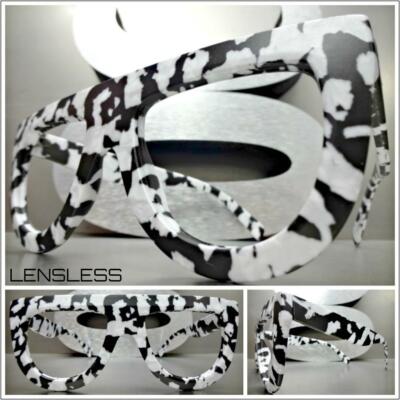 OVERSIZE EXAGGERATED RETRO Marble Effect Lensless Eye Glasses Frame Only NO Lens