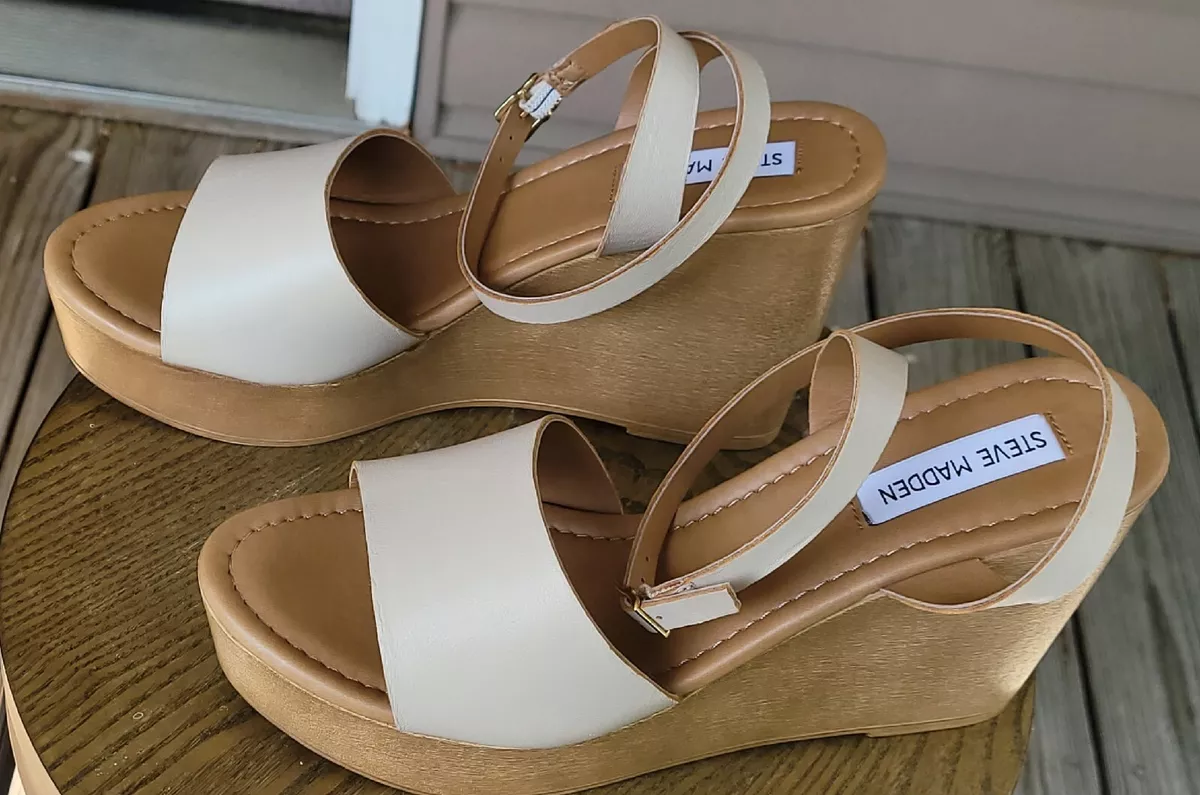 Steve Madden Women s Welsh Bone Leather Platform Wedge Sandals