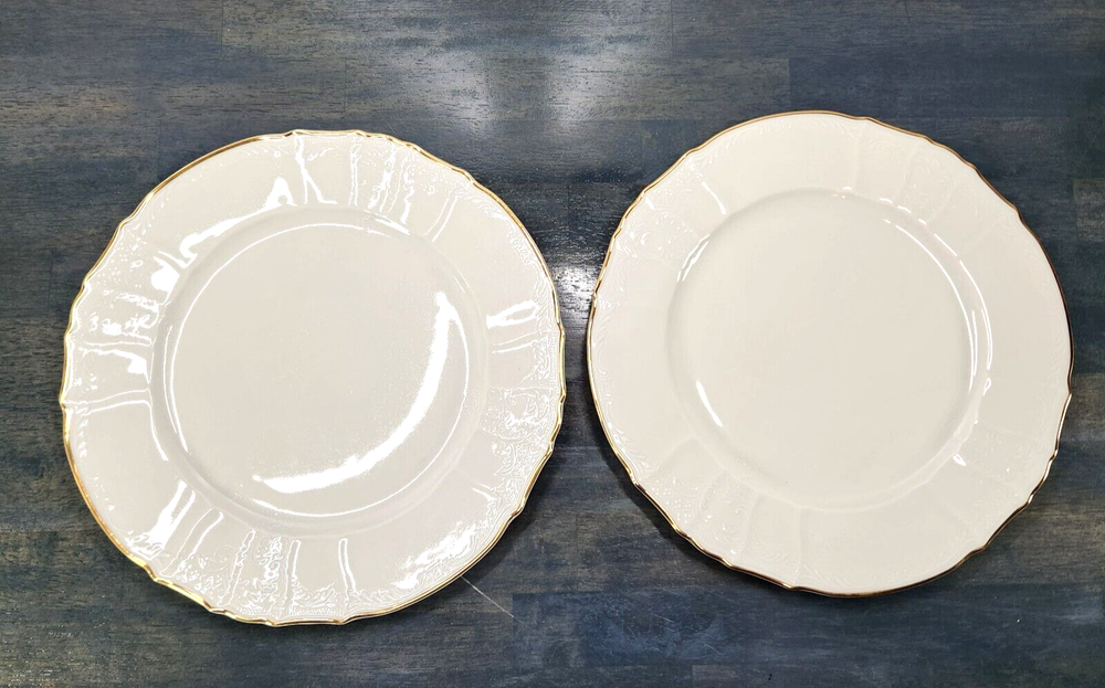 Formalities Baum Bros 2 Chop Plates Bernadotte Ivory Gold Embossed Dinnerware