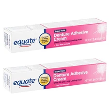 **2 PACK** Equate Super Hold Denture Adhesive Cream 2.4 oz Tubes (4.8oz Total)