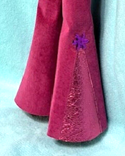 BARBIE HANDMADE CLOTHES HOT PINK BELLBOTTOM PANTS OUTFIT W/ PURSE - Picture 4 of 6