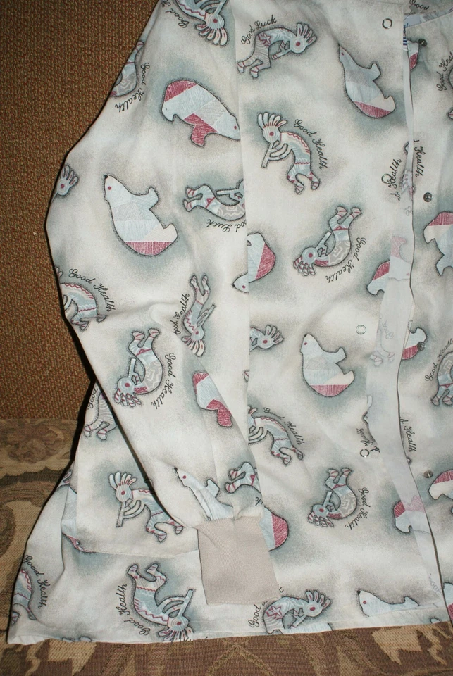Scrub Warmup Jacket Native American Good Health 3X Fast Shipping Kokopelli Bear - Image 4 of 4