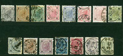 Austria 1890-1896, Emperor Franz Josef, SC# 51-65, Used Rare Scarce HCV 2045
