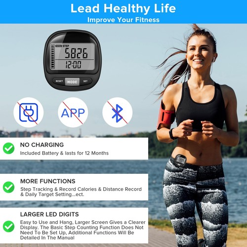 Pedometer Walking Simple Step Counter Accurate Step Tracker Pedometer Clip On - Picture 7 of 7