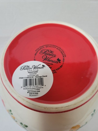 Pioneer Woman Utensil Holder Floral Stoneware Kitchen Crock 6.75" - Picture 6 of 6