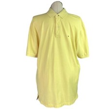 Tommy Hilfiger Polo Mens XL Yellow Cotton Knit Short Sleeve Bottom-Up Shirt