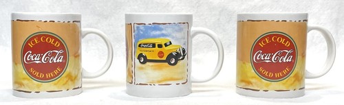 Set Of 3 Vintage Appetizer Plates And 3 Coffee Mugs Of Coca Cola. Microwave Safe - Picture 5 of 9