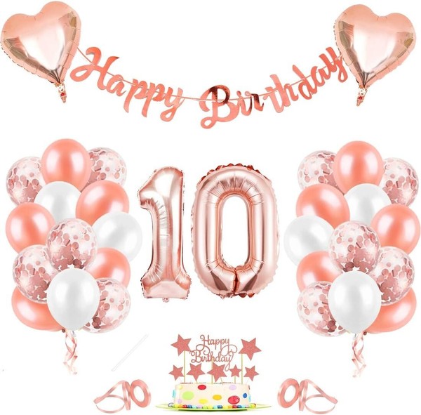 Luftballon 10, Geburtstagsdeko 10 Jahr MäDchen, 10 Geburtstag MäDchen Rosegold,-image