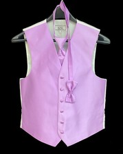 Men's Wild Orchid Tuxedo Vest with Bow Tie and Long Tie Free Shipping Size ML
