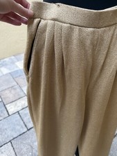  995 Vintage ST JOHN COLLECTION Gold Metallic Shimmer Knit Wide Leg Pants Sz 2