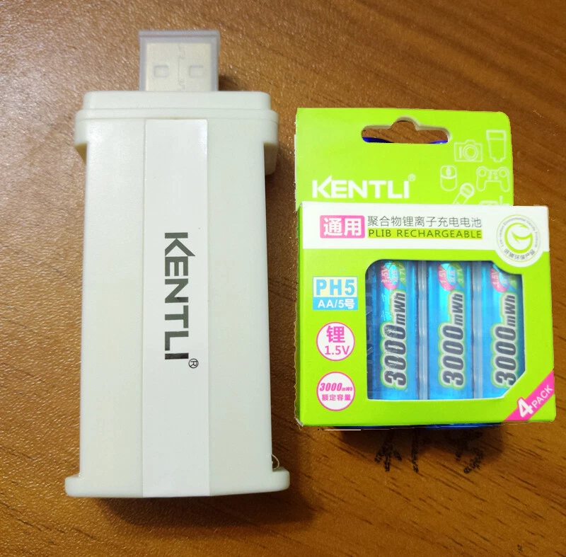kentli AA 3000mWh 1.5V recarregável lítio íon de lítio USB AA bateria e carregador USB - Imagem 3 de 4