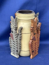 Silver Gray Tabby Cat Kitten Tealight Primitive Holder 4 Yankee Candle ❤️blt13m2