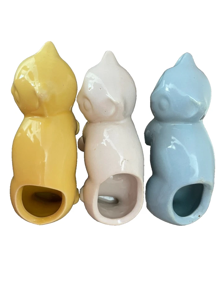 Vintage McCoy Lot 3 Multi Color Arched Back Cat Pottery Planter 5"x 3.75" - Image 2 of 4