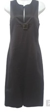 Valentino Dress Women 12 Brown Sheath Cocktail V Neck Sleeveless Cotton  