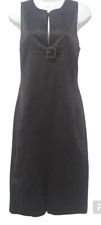 Valentino Dress Women 12 Brown Sheath Cocktail V Neck Sleeveless Cotton  