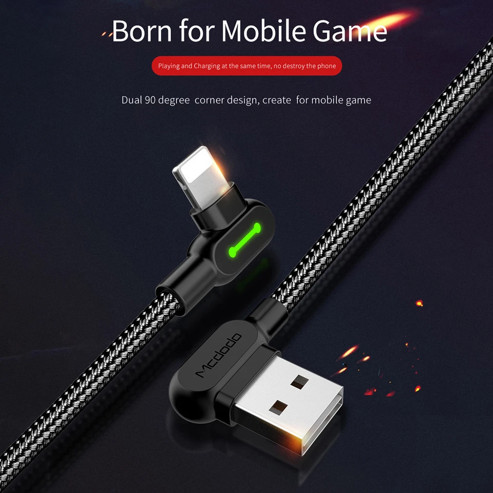 Mcdodo Elbow USB Cable Charger Cord for iPhone XS 11 12 13 14 Pro Max 8 SE iPad - Image 2 of 4