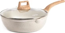 CAROTE 12Inch Nonstick Deep Frying Pan With Lid, 5.5 Qt Jumbo Cooker Saute Pan