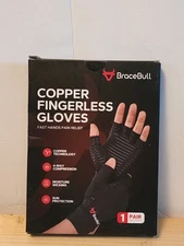 BraceBull Arthritis Gloves (1 Pair), Copper Infused Fingerless Compression For