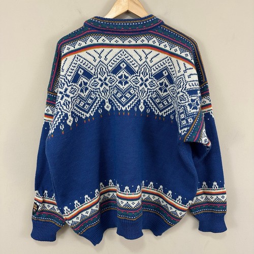 Dale of Norway Blue Multicolor Fair Isle Thick Pullover Sweater VTG XL EUC - Picture 6 of 10