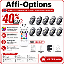 Remote Control Footwell Lights Rechargeable RGB LED StrobeLight Wireless 8 Color