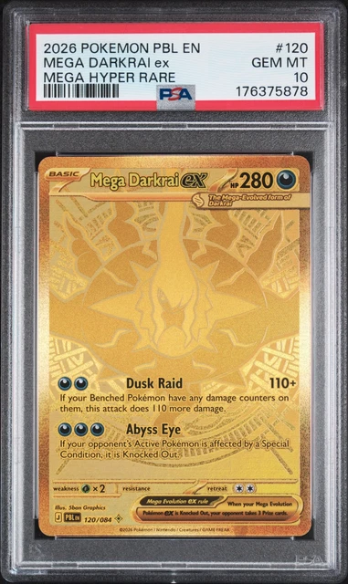 2026 POKEMON PBL EN-PITCH BLACK MEGA HYPER RARE #120 MEGA DARKRAI EX PSA 10