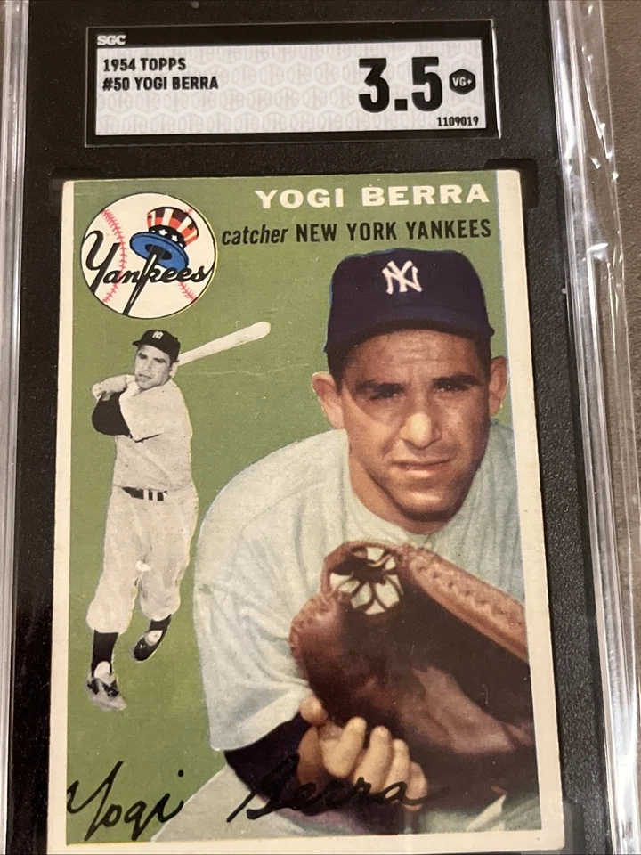 ⚾️⬛️Yogi Berra⬛️⚾️1954 Topps #50 Salón de la fama SGC 3,5 Yankees de Nueva York en muy buena condición Foto 2 de 4