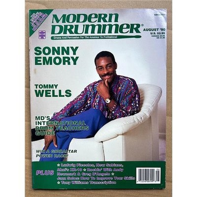 SONNY EMORY MODERN DRUMMER MAGAZINE AUGUST 1990 - SONNY EMORY COVER WITH FEATURE
