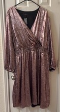 NWT LANE BRYANT DRESS Pink Metallic Beautiful Fit And Flare Dress