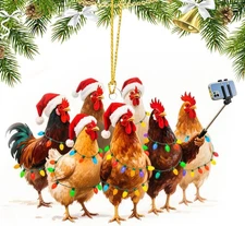 Funny Christmas Ornament 2025, Chicken Ornaments Acrylic Farm... 