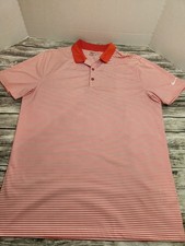 NIKE Golf Polo Shirt Mens Medium Orange DRI-FIT Stretch Performance Athleisure