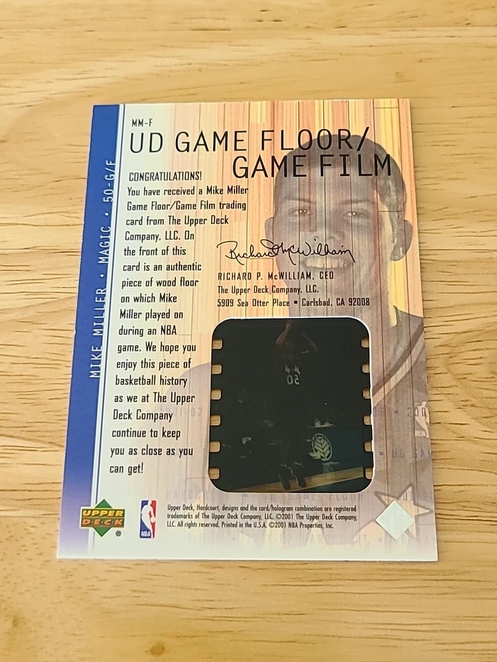 2001-02 Upper Deck Hardcourt UD Game Floor Game Film Mike Miller #MM-F $$$ - Image 2 of 2