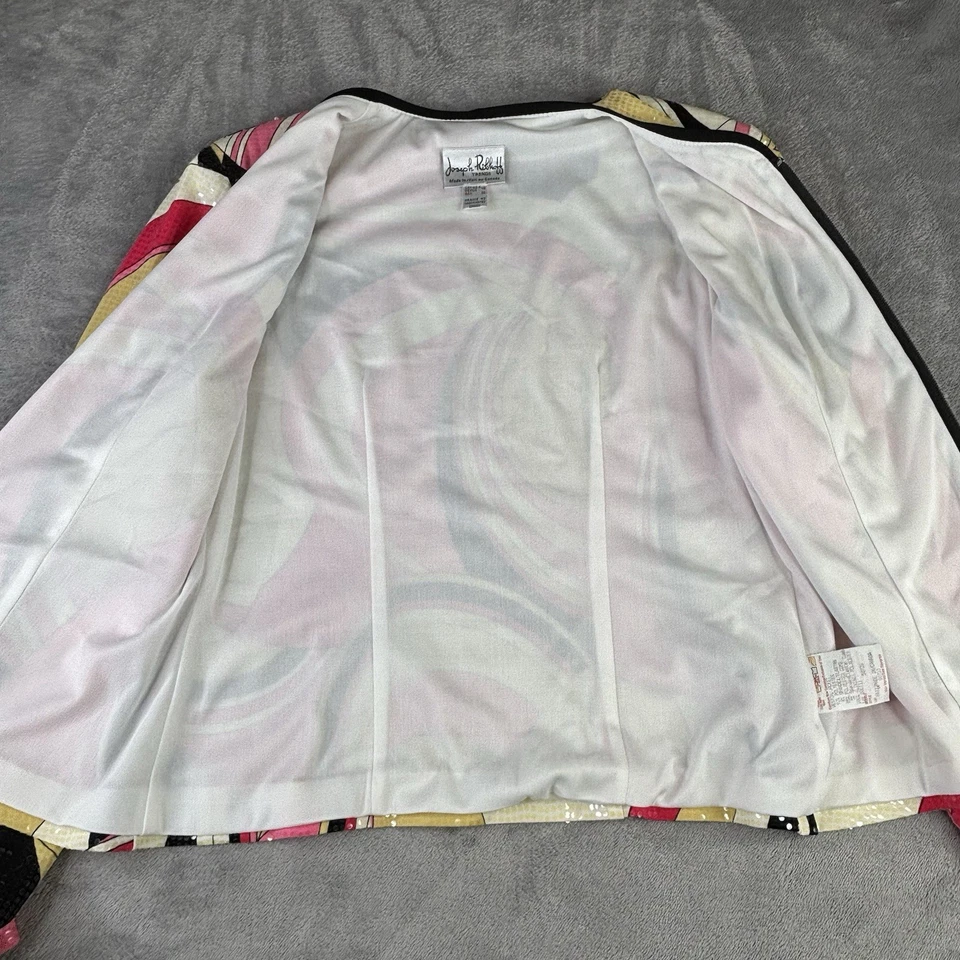 Chaqueta Joseph Ribkoff Mujer Rosa Cremallera Frontal Lentejuelas Estampado Abstracto Manga Larga Foto 4 de 4