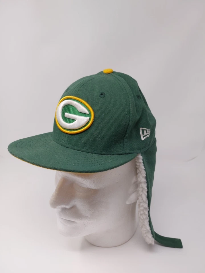 Gorra Green Bay Packers New Era 59Fifty Invierno Orejas de Perro Juvenil Ajustada Talla 6 1/2 Foto 2 de 4