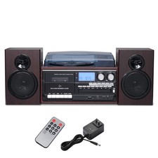 Vinyl Record Player with Speakers Turntable bluetooth Cassette Tape CD Player
