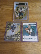 3 Lot Jalen Hurts Graded 10 Donruss Vortex, Absolute Material, Rev. New Wave