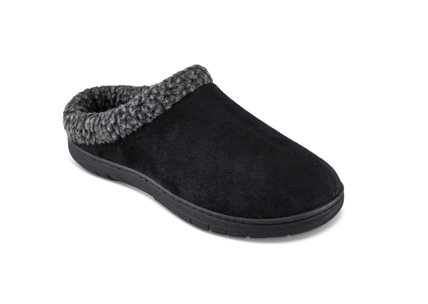 Haggar Men's Fleece Lined Clog Slippers, Black, 9.5-10.5 Large
