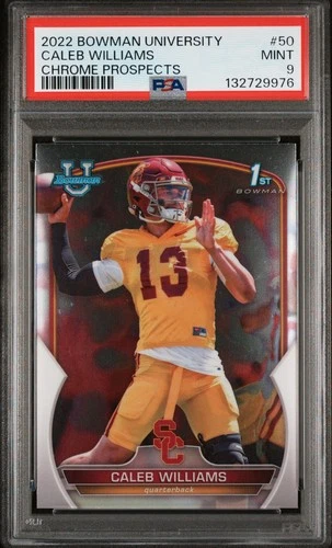 Caleb Williams 2022 Bowman University Chrome #50 Prospects PSA 9 USC 1st Bowman