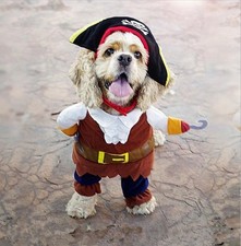 Pirate Dog Fancy Dress Halloween Costume Pet Outfit for Small Dogs Size M