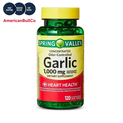 #ad Spring Valley Odor Controlled Garlic Softgels 1000mg 120 Count $8.80